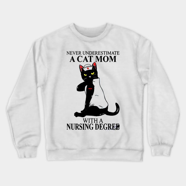 Degree Black Cat Nurse Crewneck Sweatshirt by harryq3385